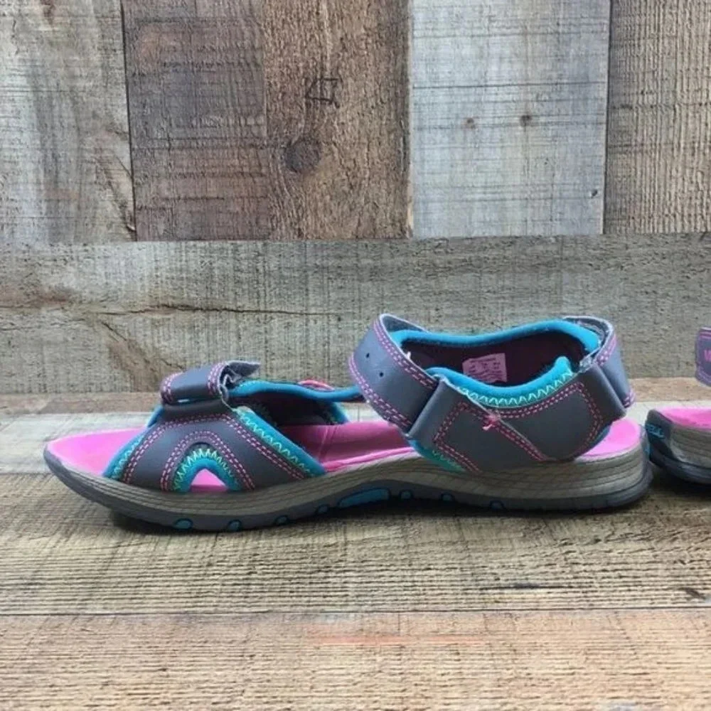 Merrell Gray Turquoise Leather Panther Sandals Unisex Boys Girls 6M‎